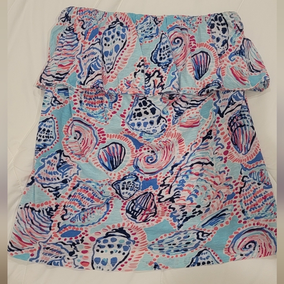 Lilly Pulitzer Shell Me About It Strapless Ruffle Top Seashells - Picture 1 of 5